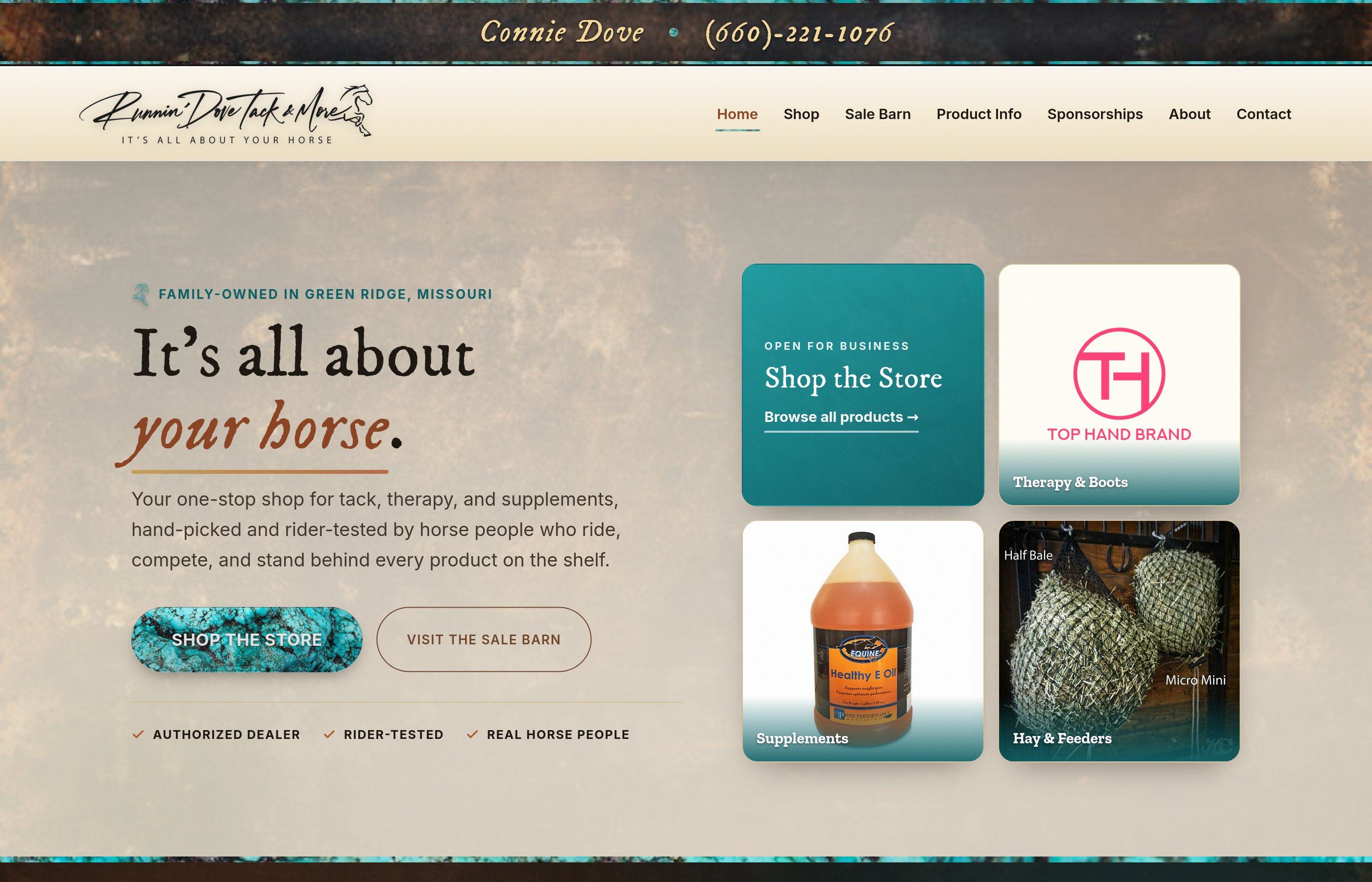 Runnin' Dove Tack & More homepage