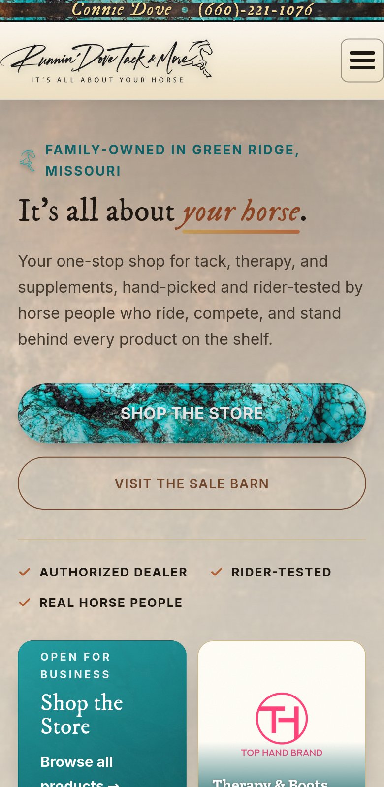 Runnin' Dove Tack & More on mobile