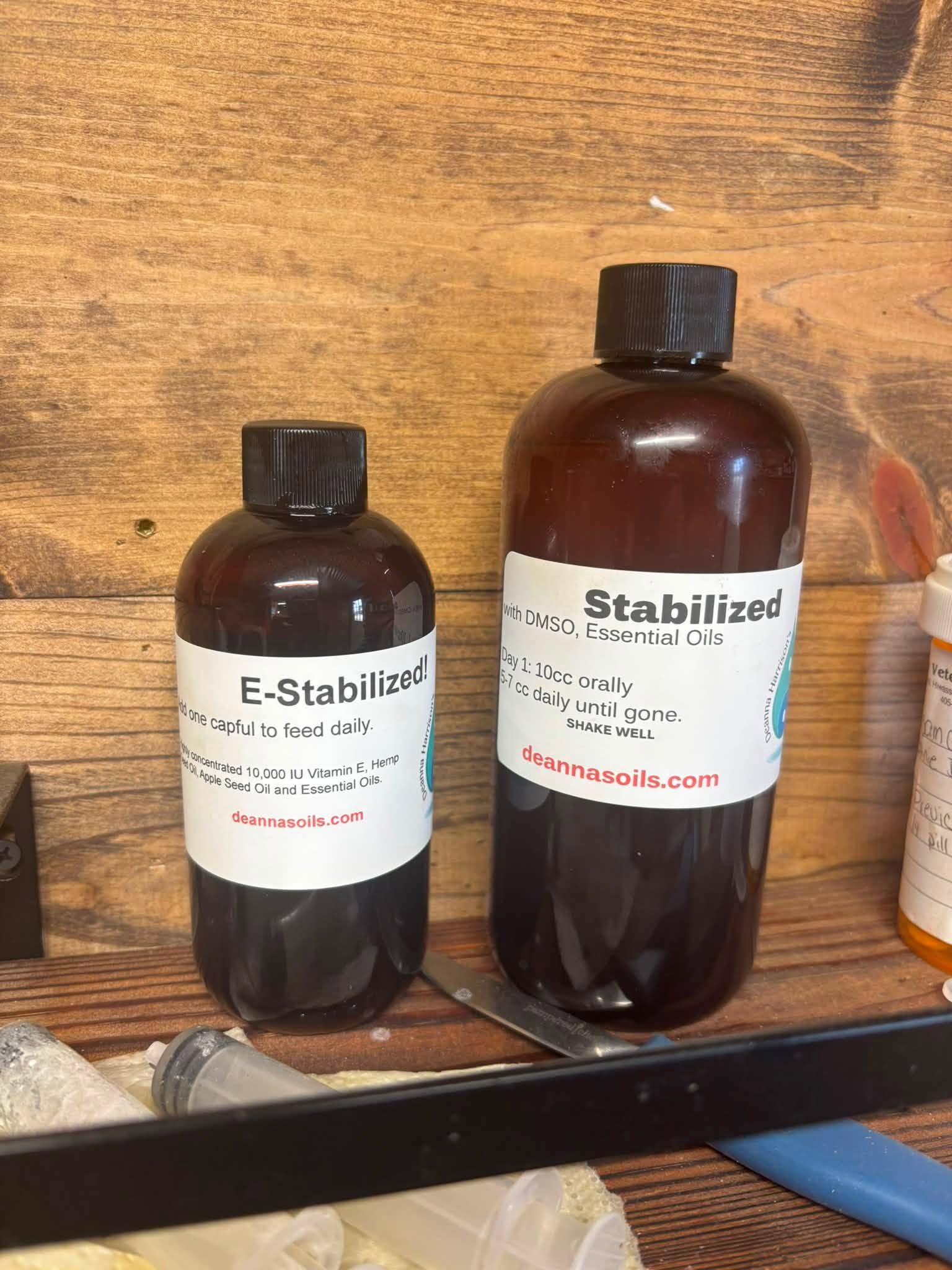 Deanna's Oils E-Stabilized and Stabilized bottles